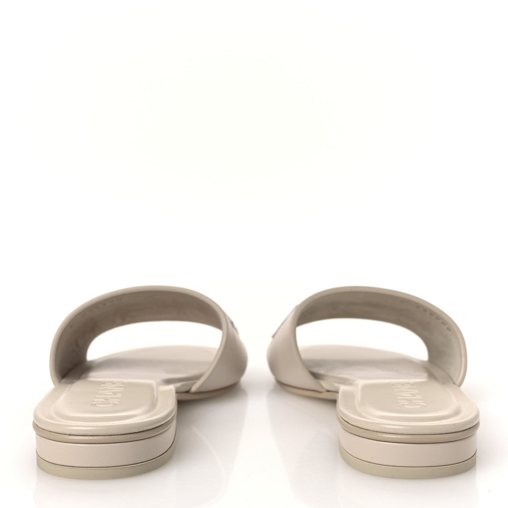 Calfskin Patent Calfskin Logo Mules 36 Beige