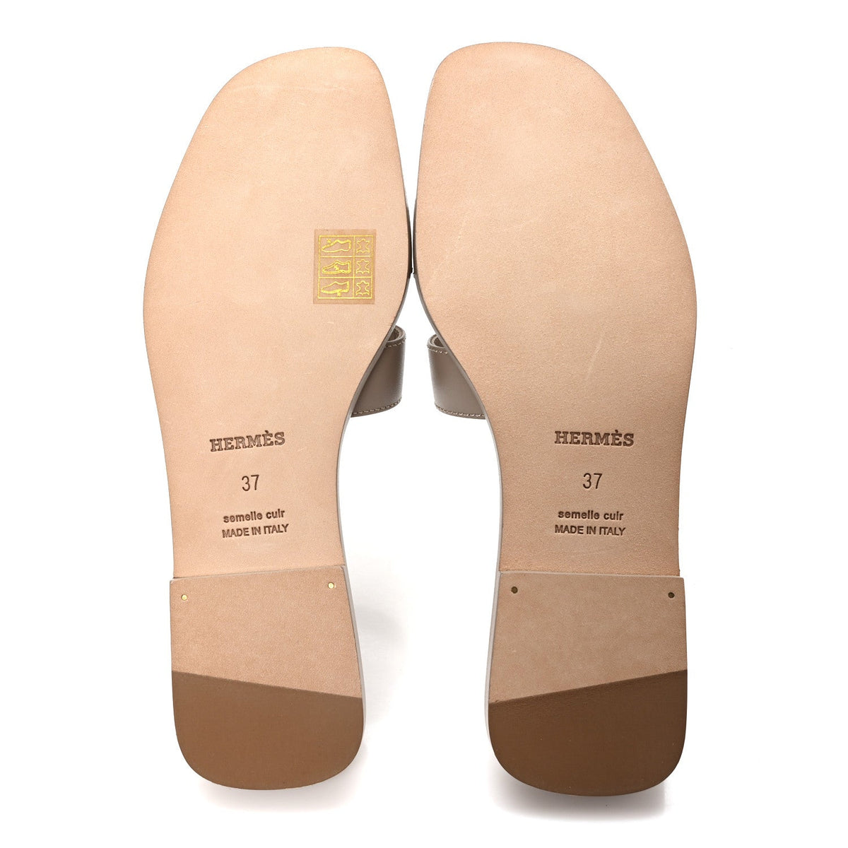 Box Calfskin Oran Sandals 37 Beige Mastic
