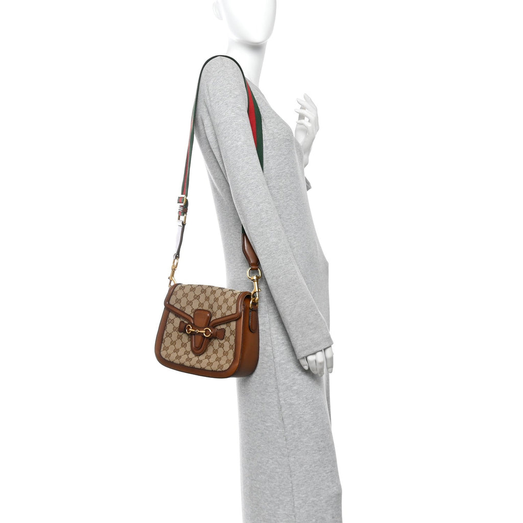 Monogram Medium Lady Web Shoulder Bag Beige Cuir