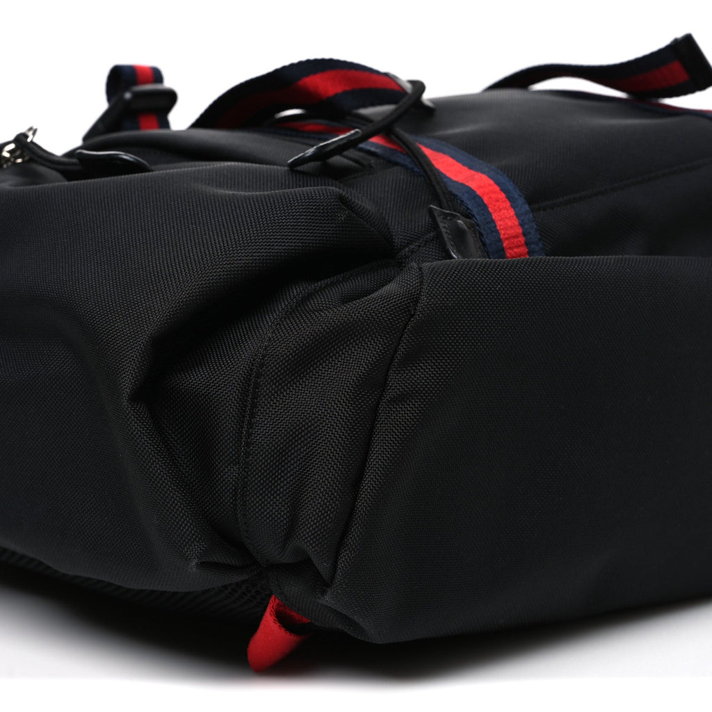 Techno Canvas Web Double Buckle Backpack Black