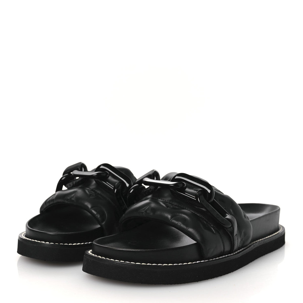 Calfskin Embossed Monogram Sunset Flat Comfort Mule 38.5 Black