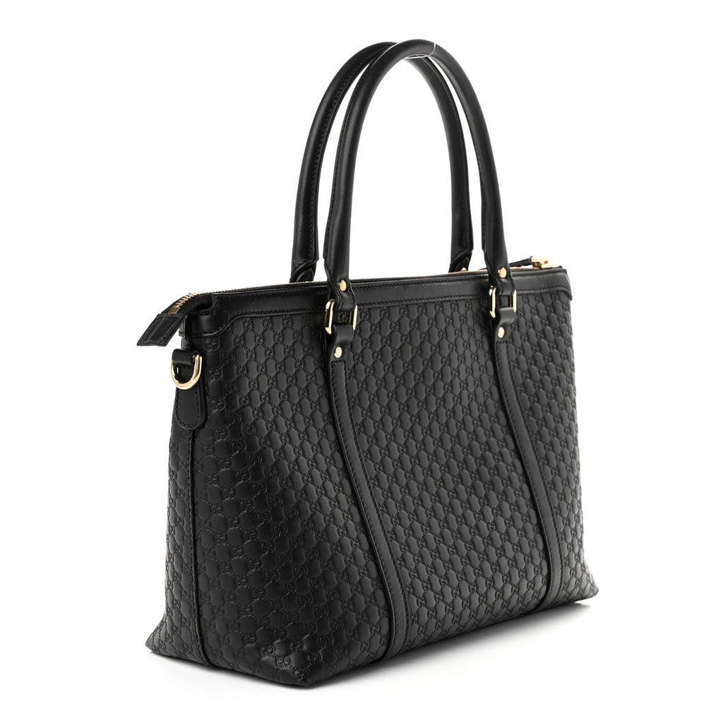 Soft Microguccissima Small Zippered Satchel Black