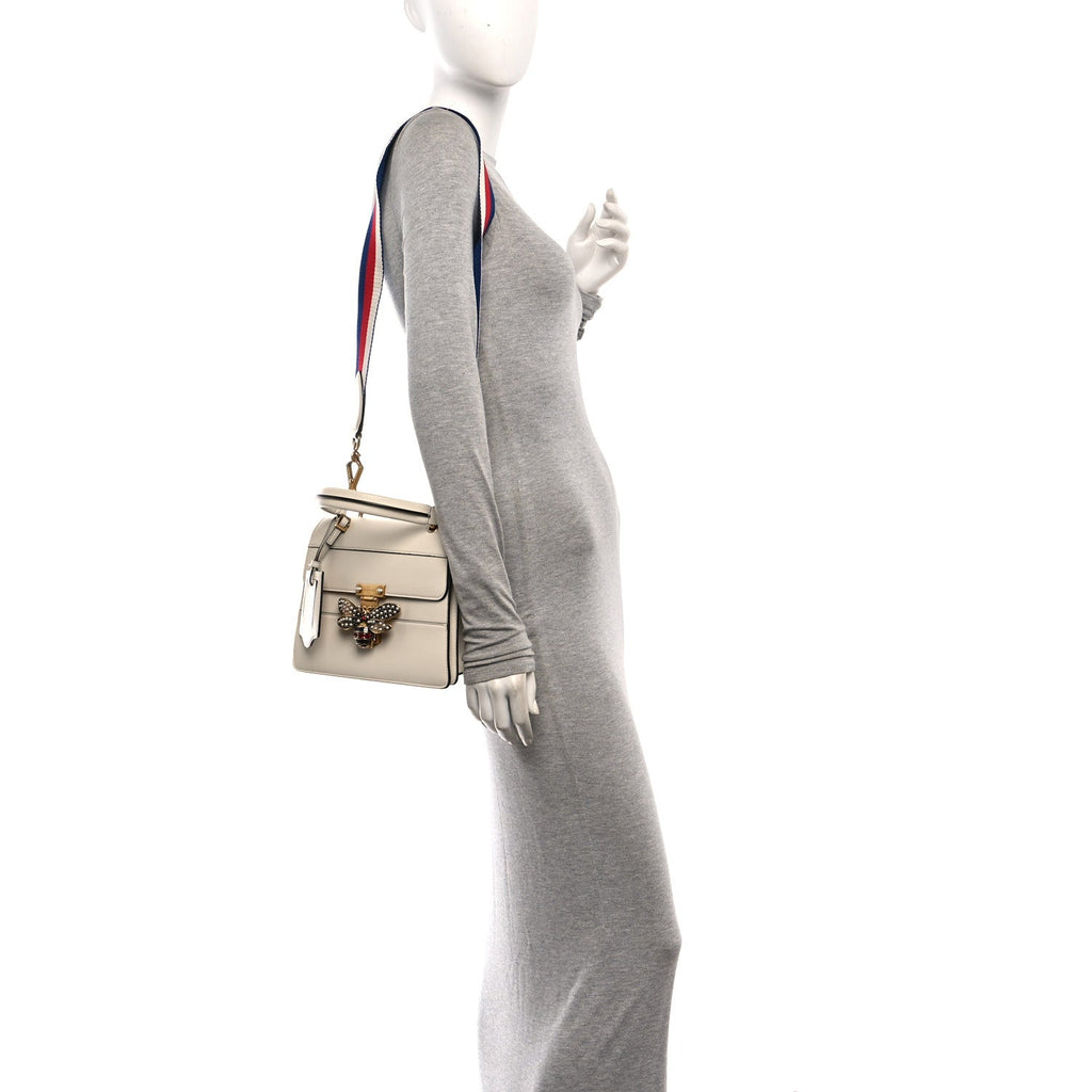 Calfskin Sylvie Web Small Queen Margaret Top Handle Bag White
