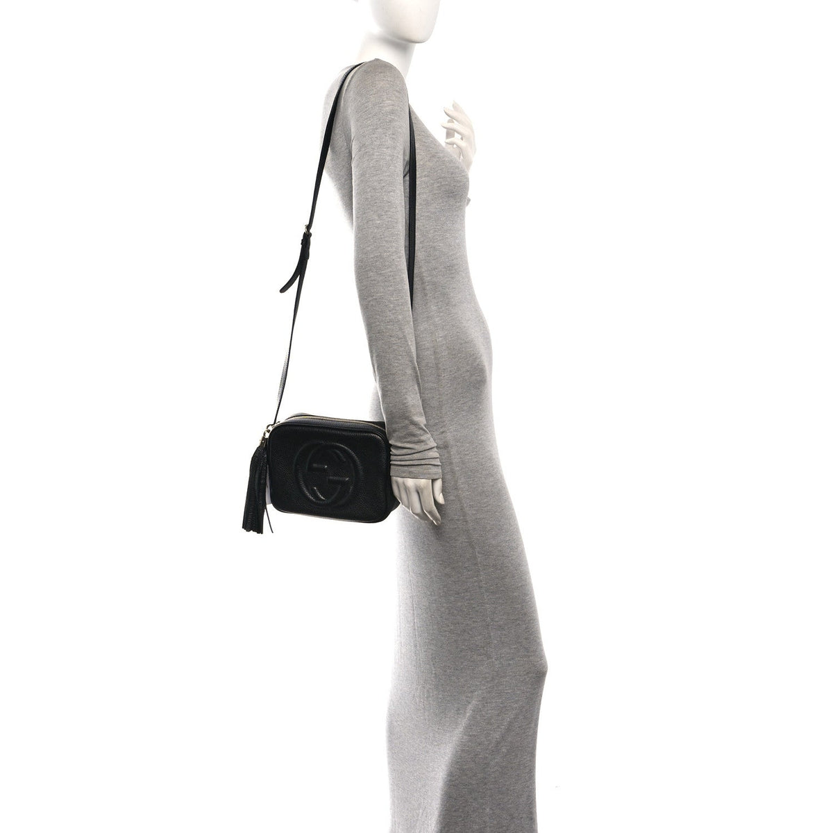Pebbled Calfskin Small Soho Disco Bag Black