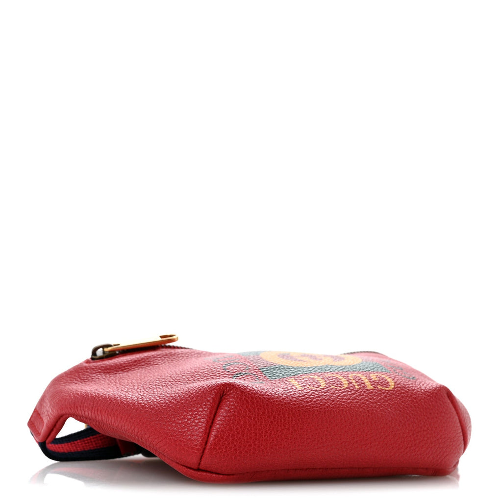 Grained Calfskin Small Logo Belt Bag Hibiscus Red