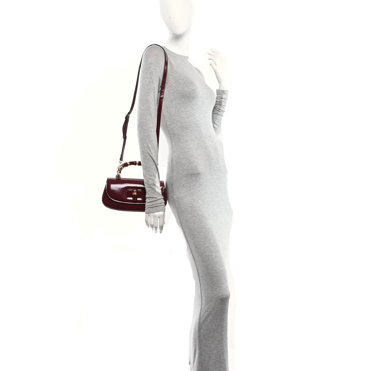 Shiny Polished Calfskin Medium Bamboo Diva Rosso Ancora Red