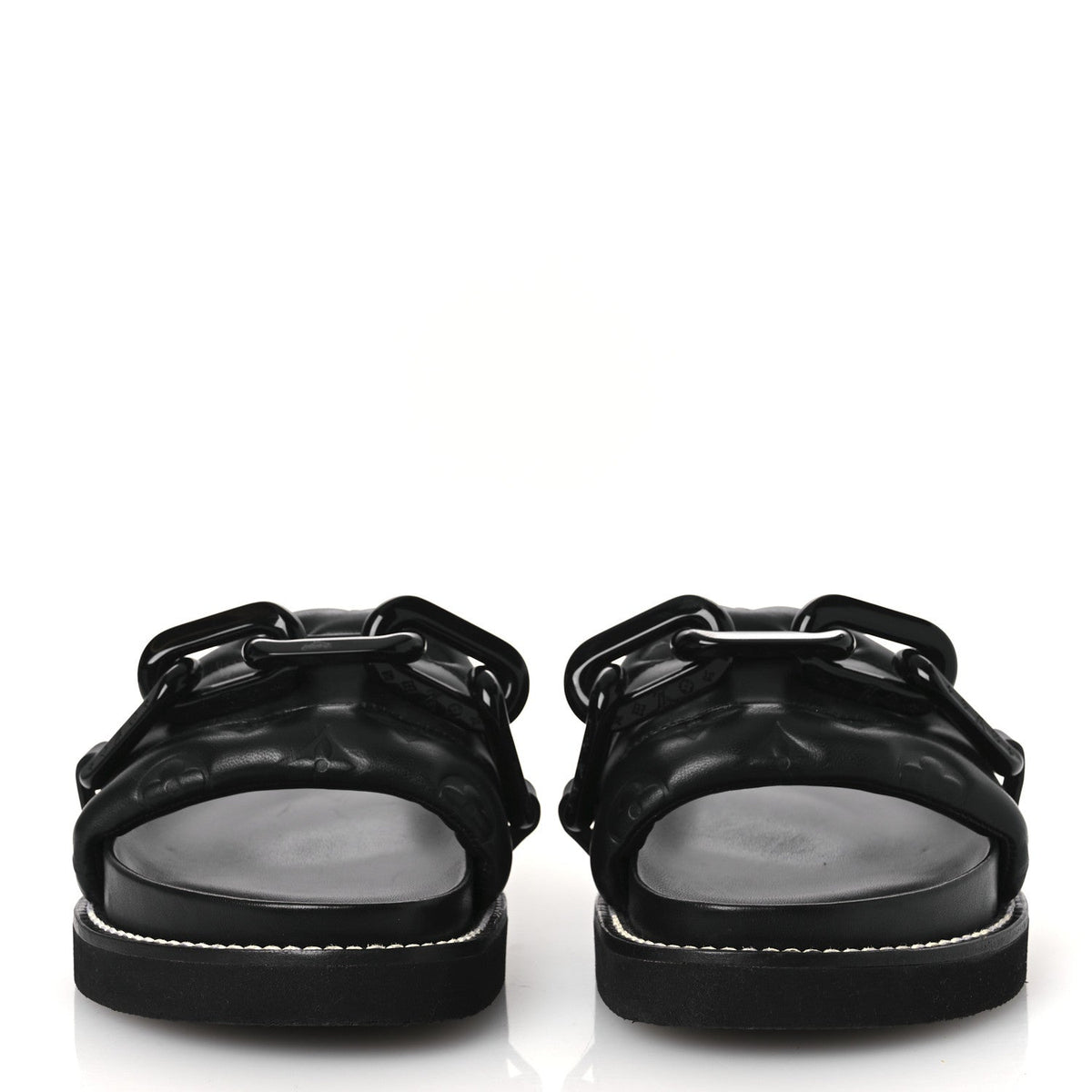 Calfskin Embossed Monogram Sunset Flat Comfort Mule 38.5 Black