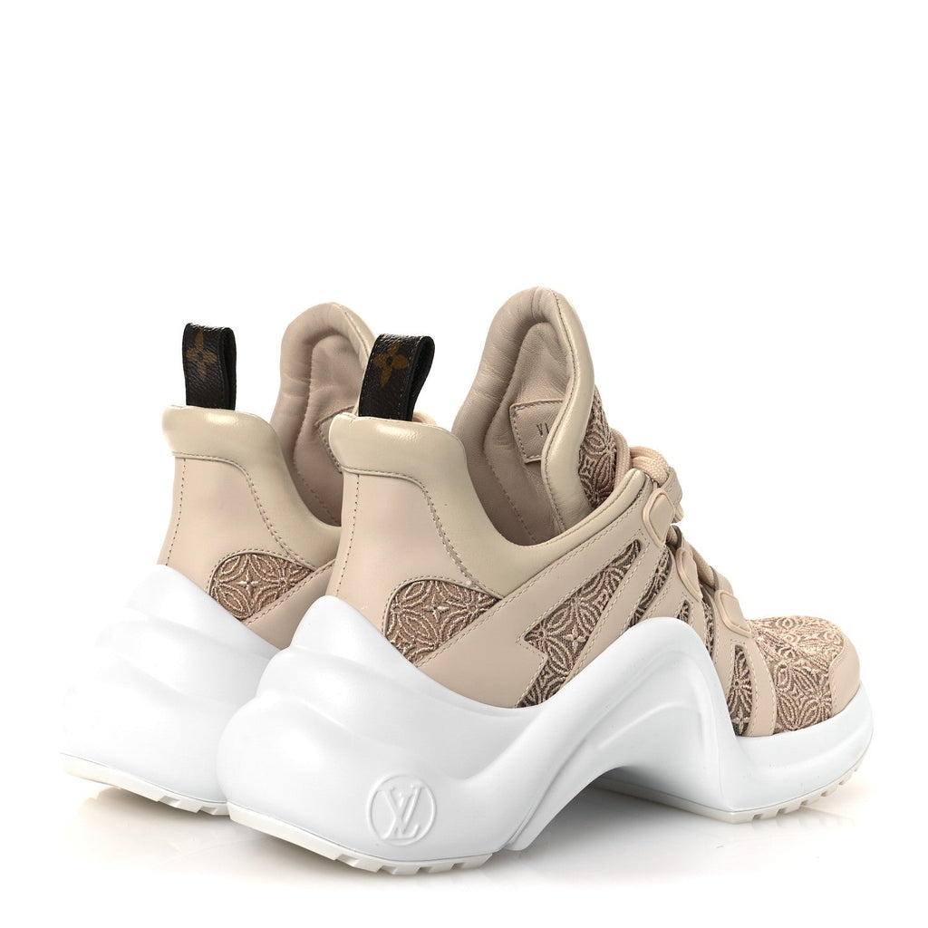 Fabric Embroidered Calfskin LV Archlight Sneakers 37 Nude