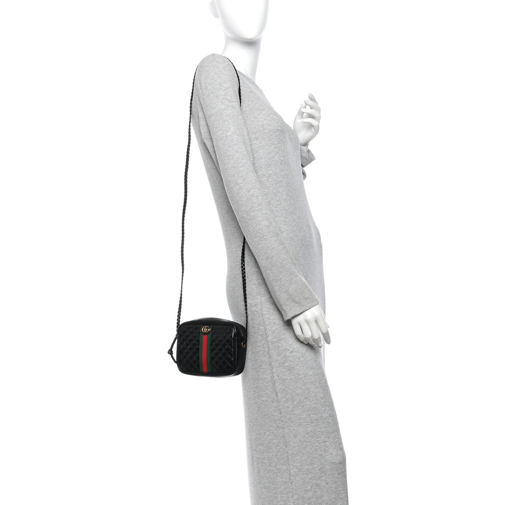 Calfskin Trapuntata Web Mini GG Shoulder Bag Black