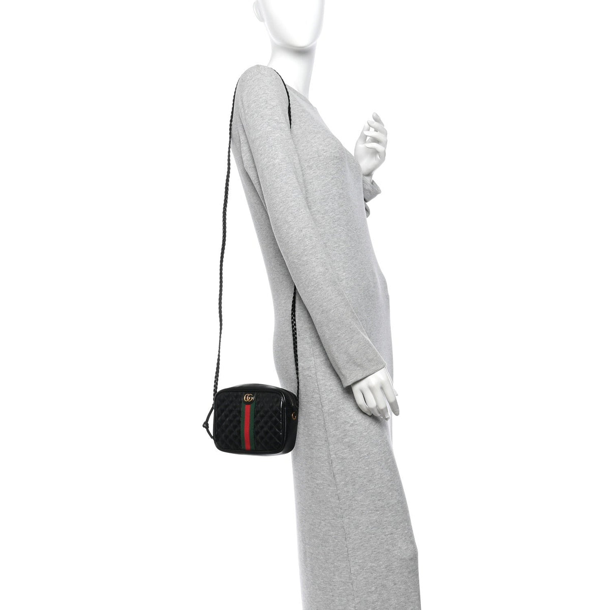 Calfskin Trapuntata Web Mini GG Shoulder Bag Black