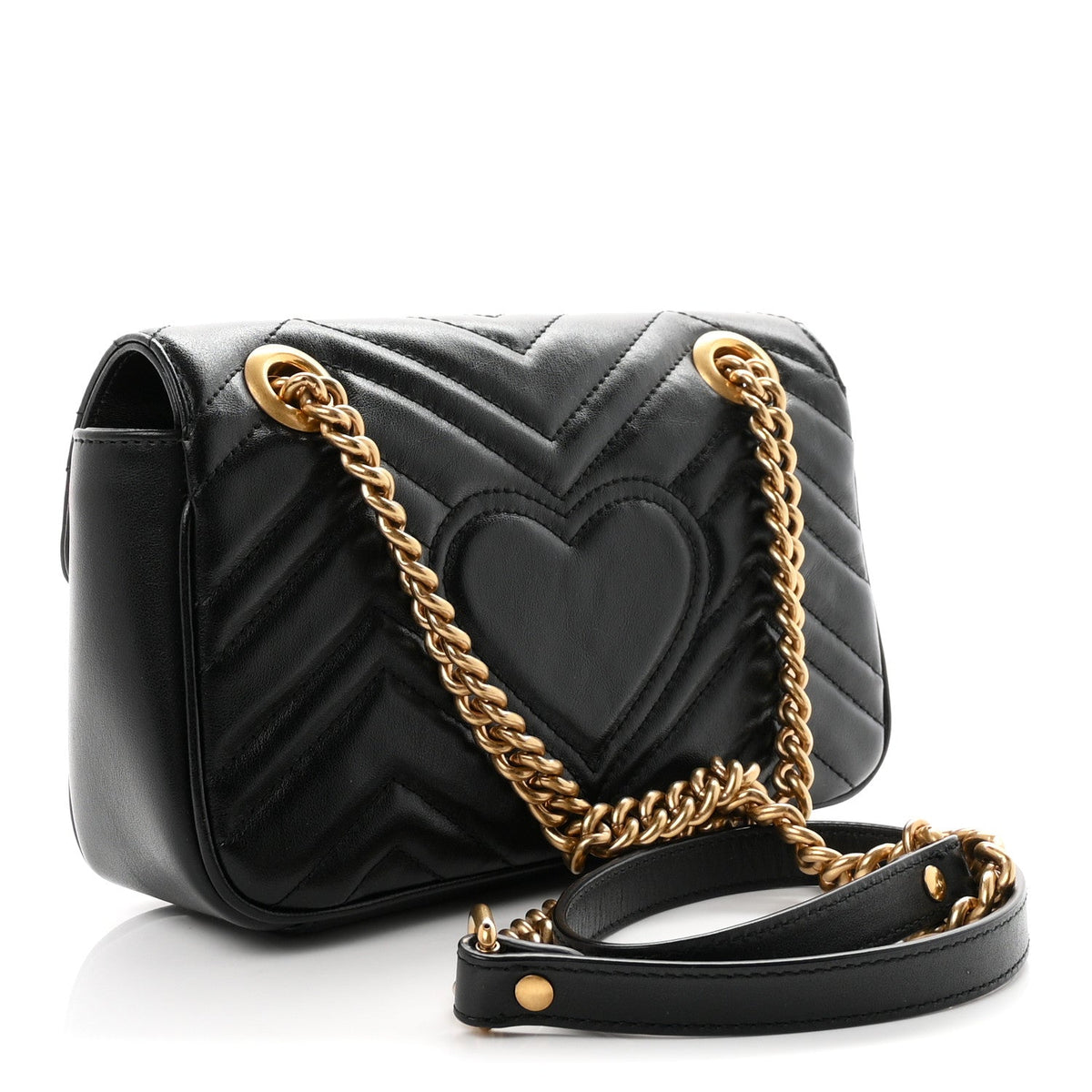 Calfskin Matelasse Mini GG Marmont Shoulder Bag Black