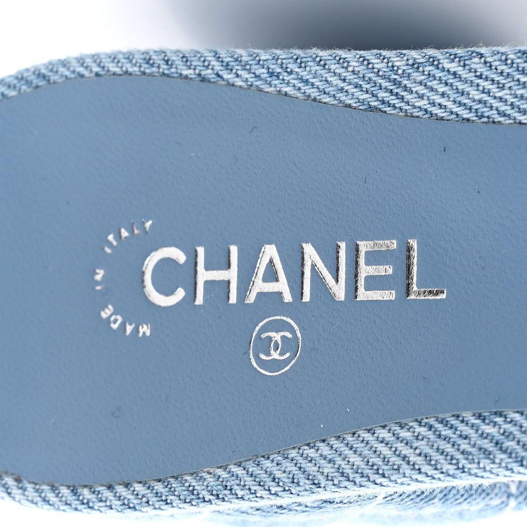 Denim Quilted Mules 38 Blue