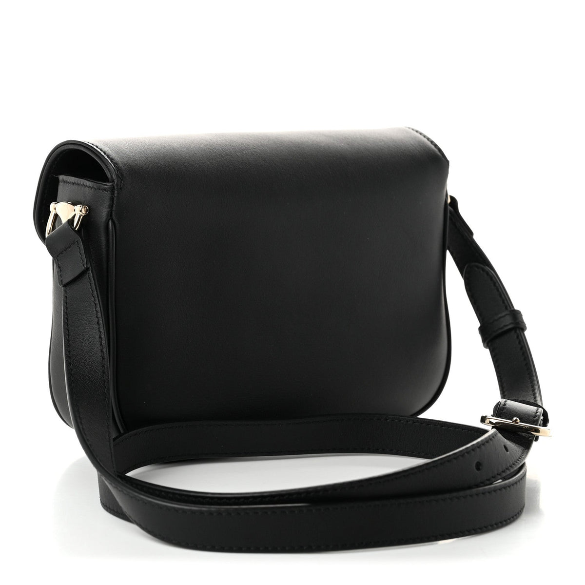 Arabella Calfskin Horsebit 1955 Soft Small Shoulder Bag Black