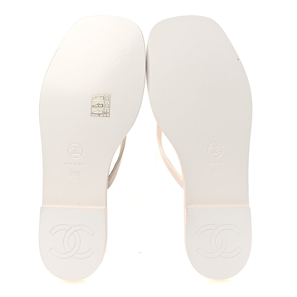 Goatskin CC Times Square Thong Sandals 38.5 Beige
