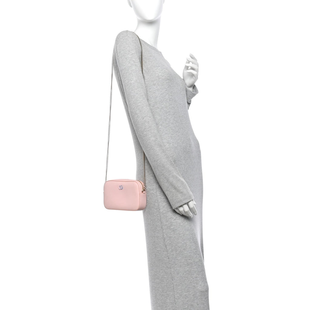 Dollar Calfskin Enamel Super Mini GG Marmont Chain Shoulder Bag Light Pink Blue