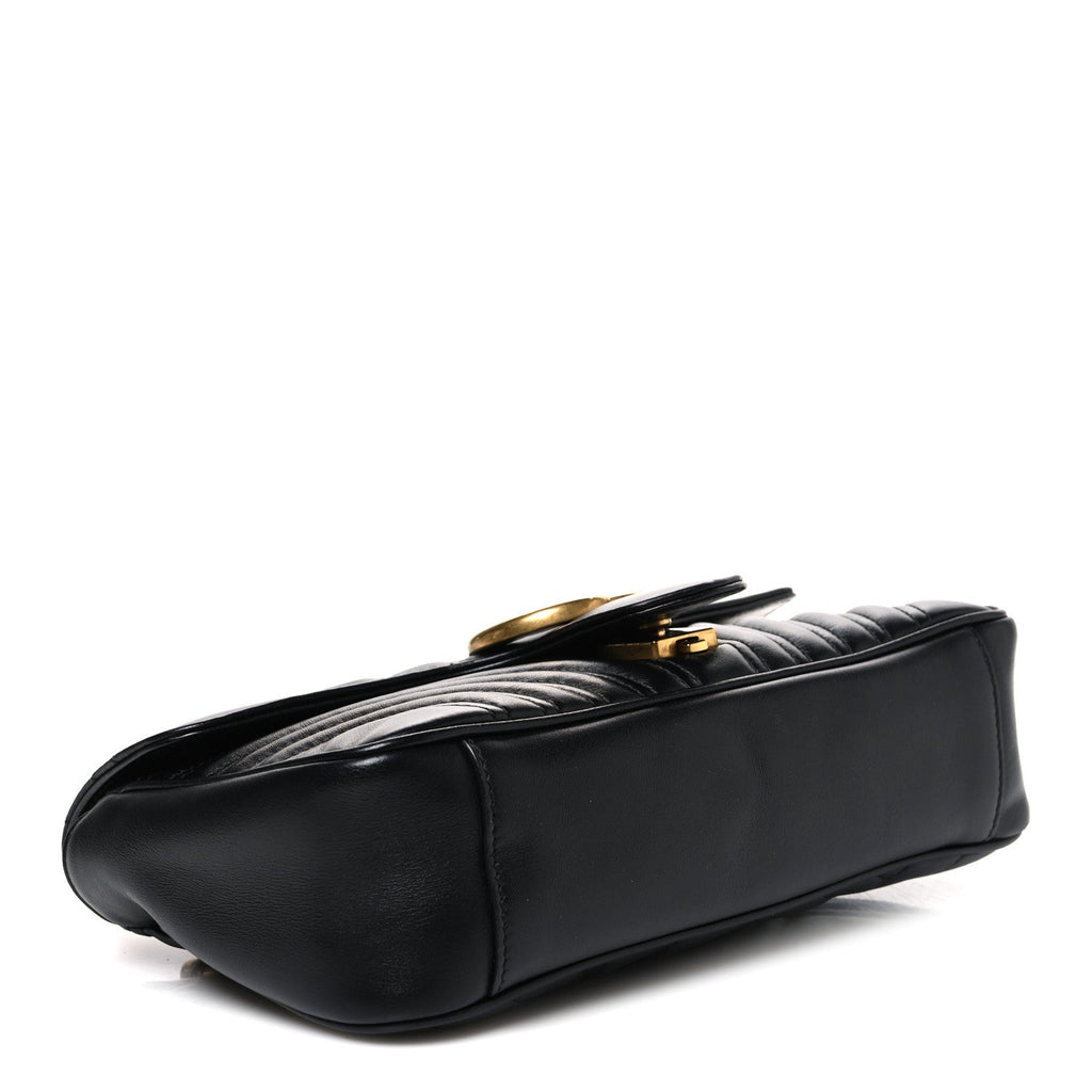 Calfskin Matelasse Small GG Marmont Shoulder Bag Black