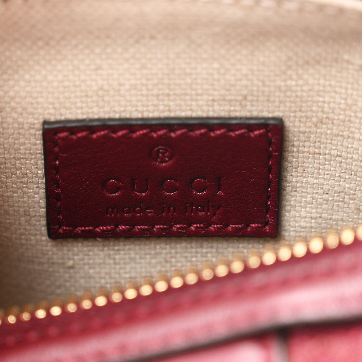 GG Supreme Monogram Textured Dollar Calfskin Web Super Mini Ophidia Top Handle Bowler Bag Rosso Ancora