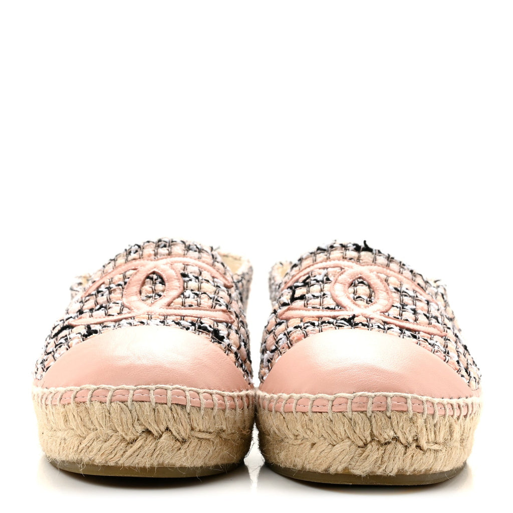 Tweed Lambskin CC Espadrilles 38 Pink