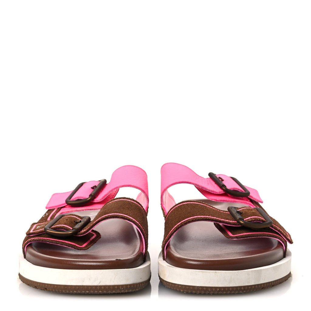 Mix Materials Mens LV Script Trainer Mules 6 Brown Pink