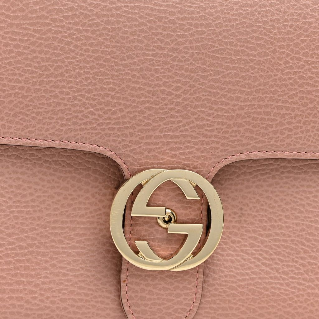 Dollar Calfskin Interlocking G Top Handle Shoulder Bag Soft Pink