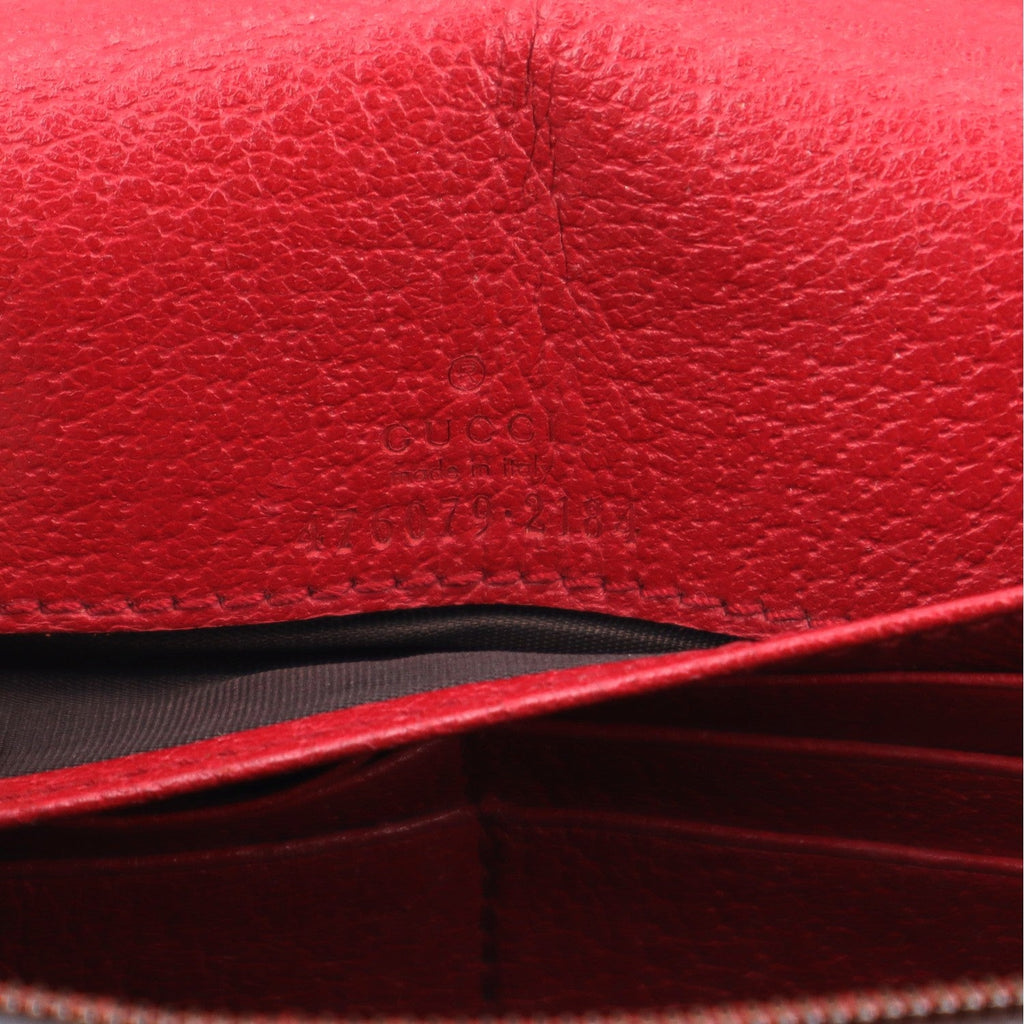 GG Supreme Monogram Web Queen Margaret Chain Wallet Red