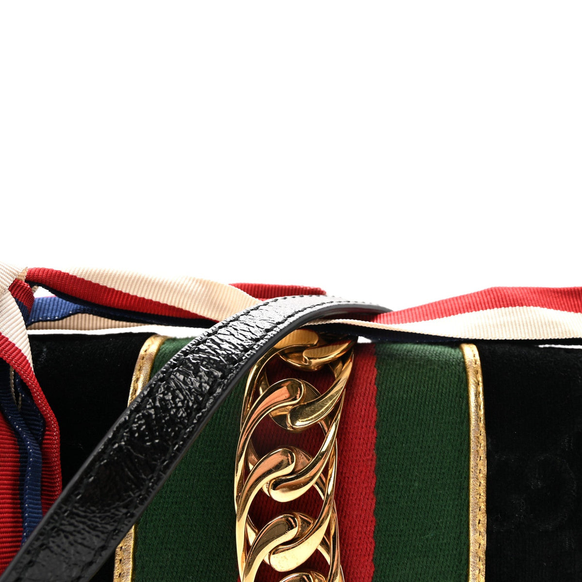 Velvet GG Monogram Small Sylvie Top Handle Bag Black