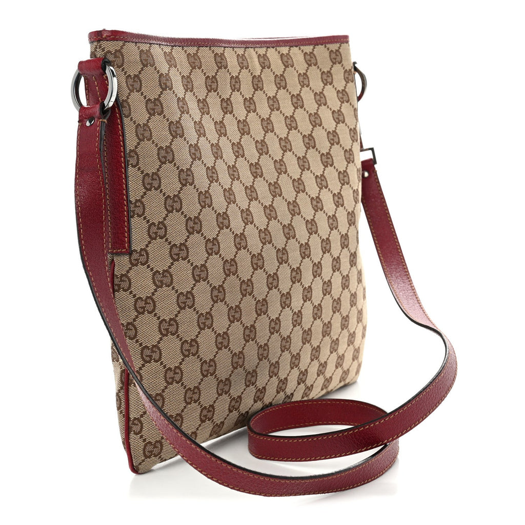 GG Supreme Monogram Medium Flat Messenger Bag Red