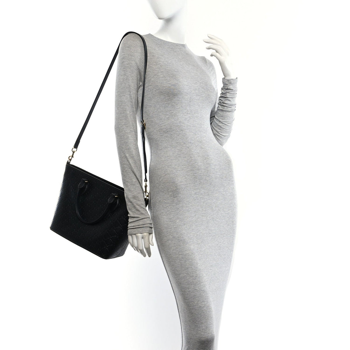 Guccissima Small Zippered Bucket Tote Black