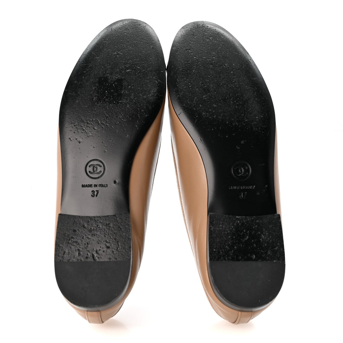 Lambskin Cap Toe CC Ballerina Flats 37 Dark Beige Black