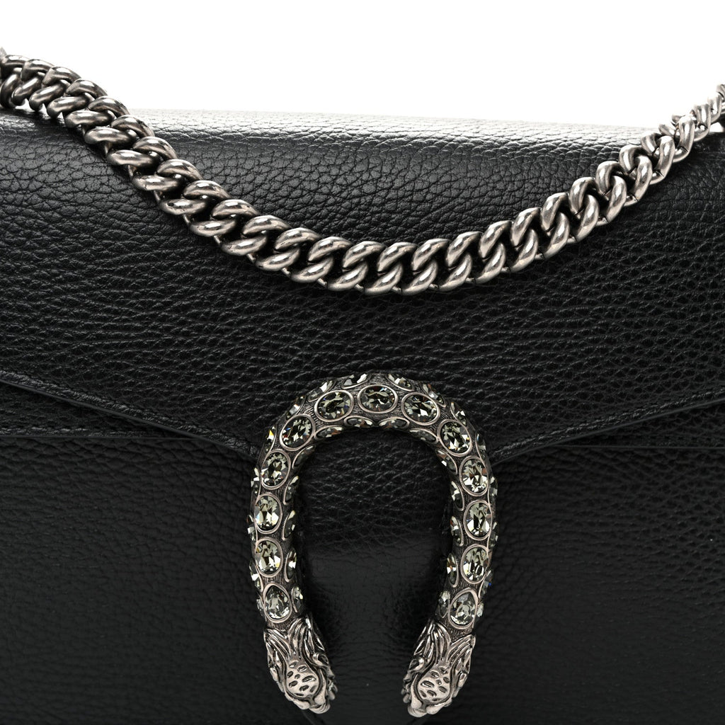 Pebbled Calfskin Small Dionysus Shoulder Bag Black