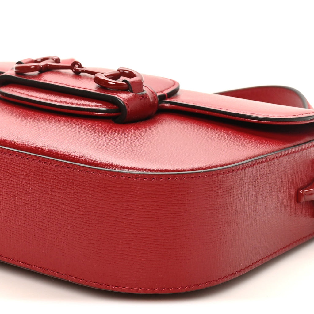 Azalea Calfskin Web Monochrome Horsebit 1955 Shoulder Bag New Cherry Red New Cherry Red