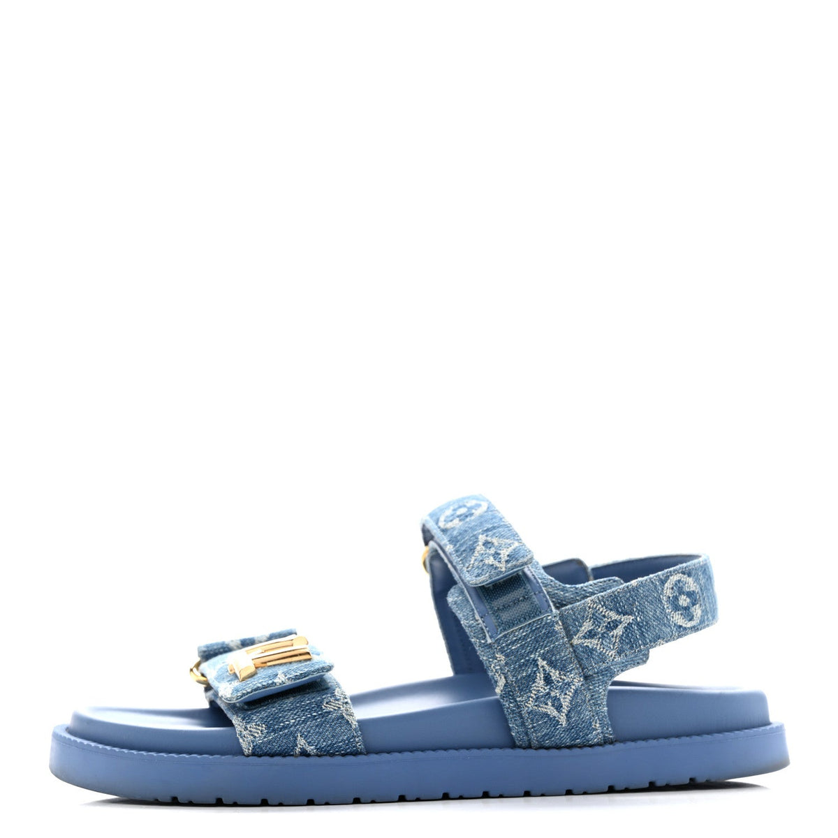 Denim Monogram LV Sunset Comfort Flat Sandals 37 Blue