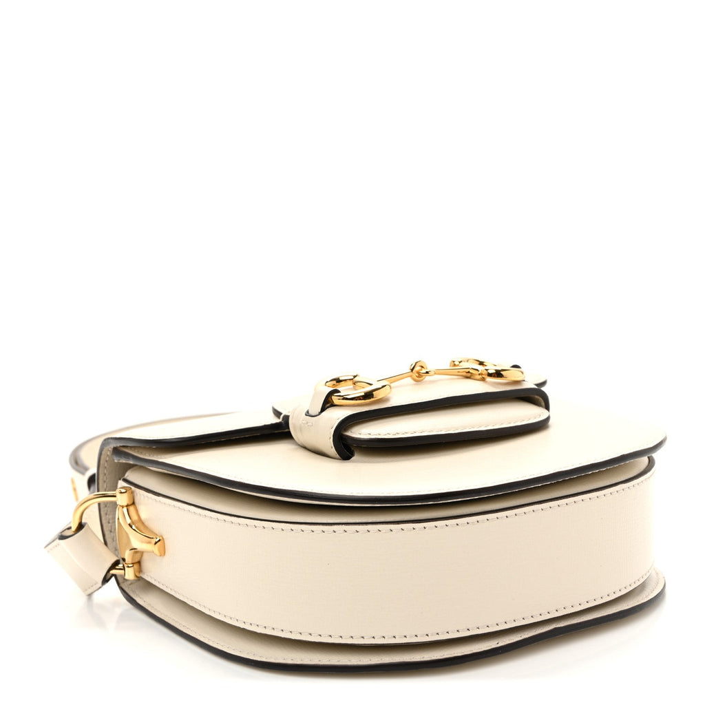 Azalea Calfskin Mini Horsebit 1955 Rounded Shoulder Bag Mystic White