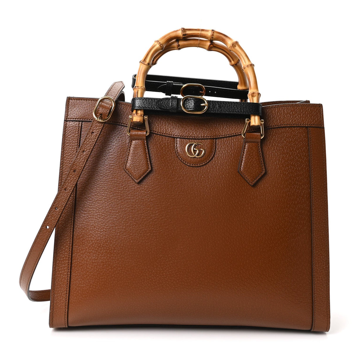 Textured Dollar Calfskin Large Diana Tote Bag Cuir Black