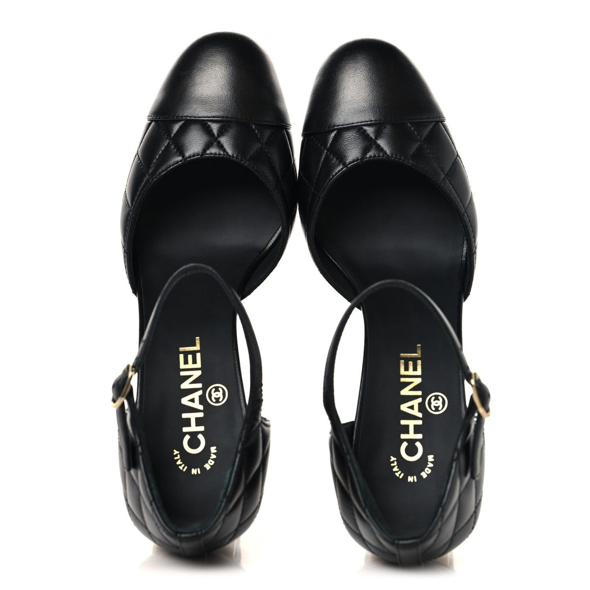 Lambskin Quilted Cap Toe Mary Jane Pumps 37.5 Black