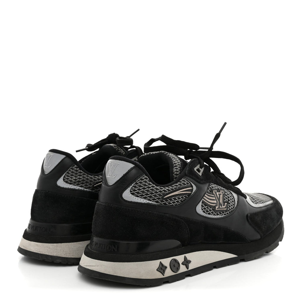 Suede Calfskin Mesh Mens Run Away Sneakers 7 Black
