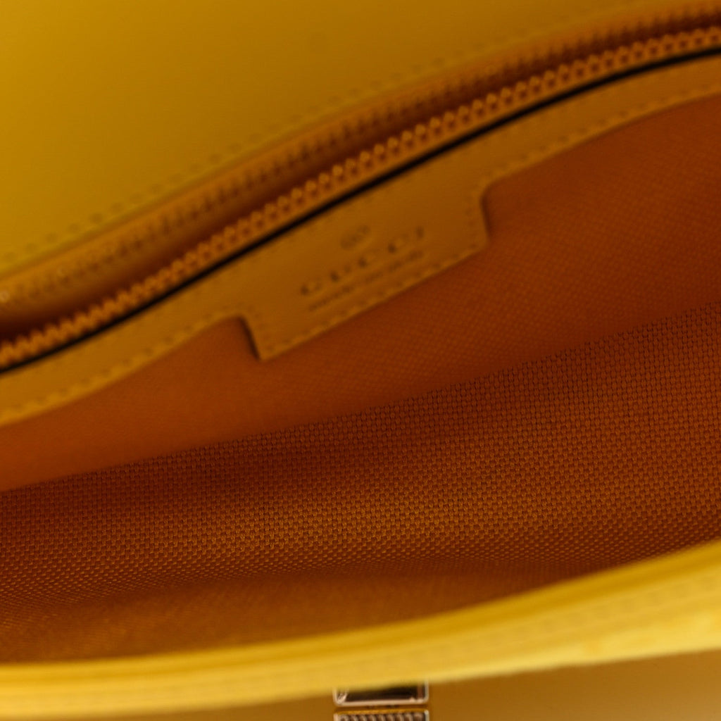 GG Monogram Textured Dollar Calfskin Small Luce Shoulder Bag Yellow Yellow