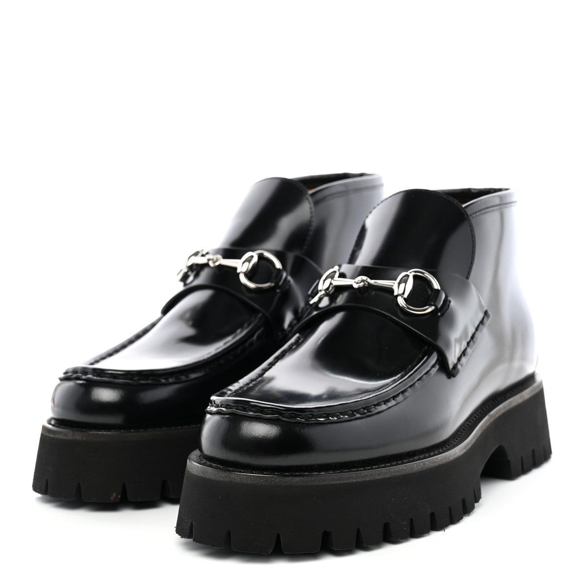 Cordovan Lux Womens Horsebit Platform Ankle Boots 38.5 Black