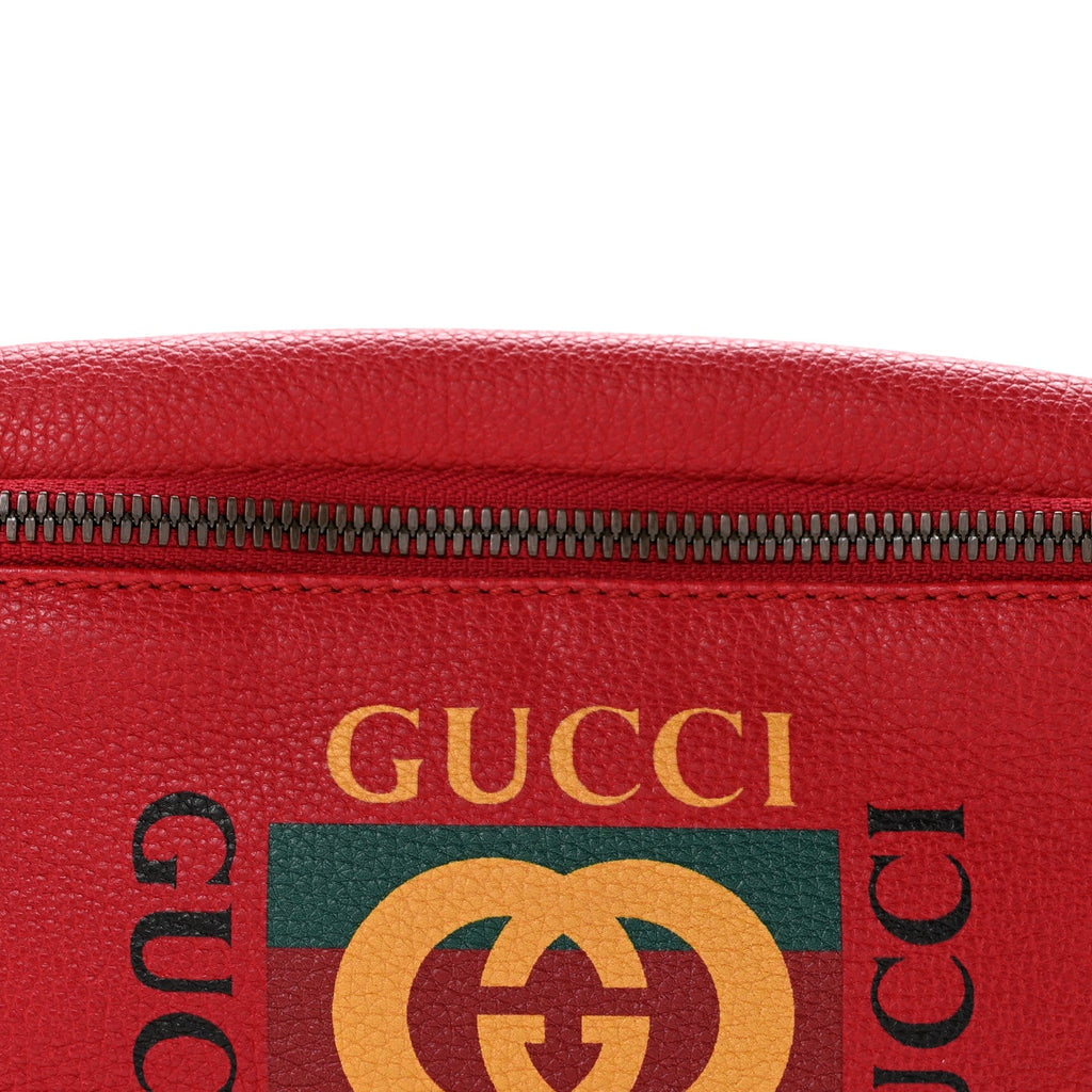 Grained Calfskin Small Logo Belt Bag Hibiscus Red