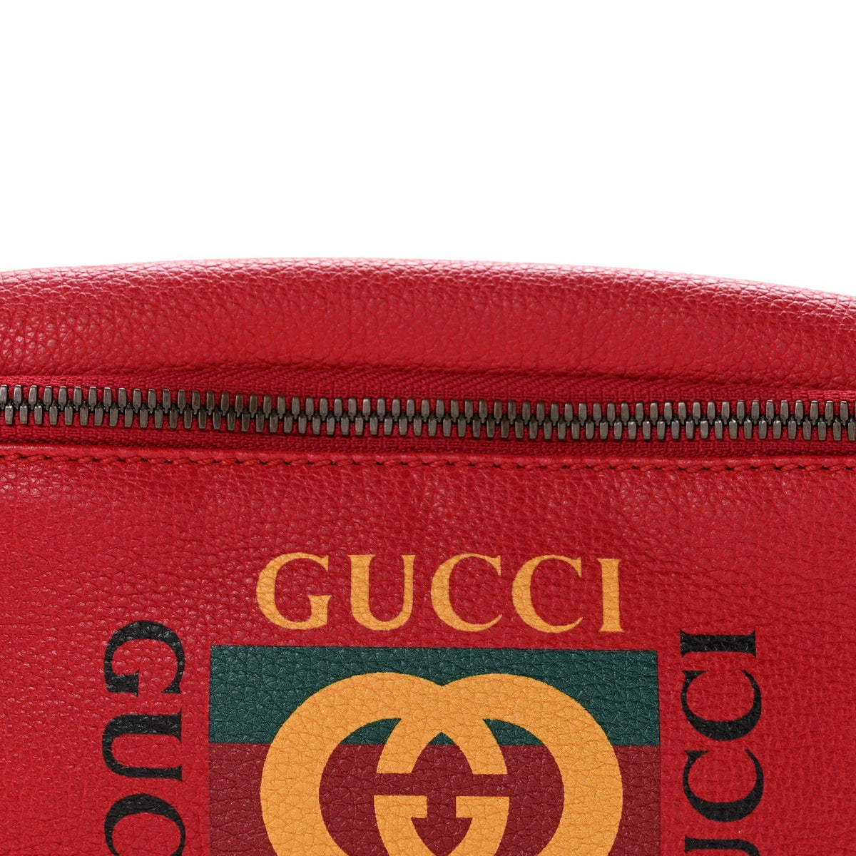 Grained Calfskin Small Logo Belt Bag Hibiscus Red