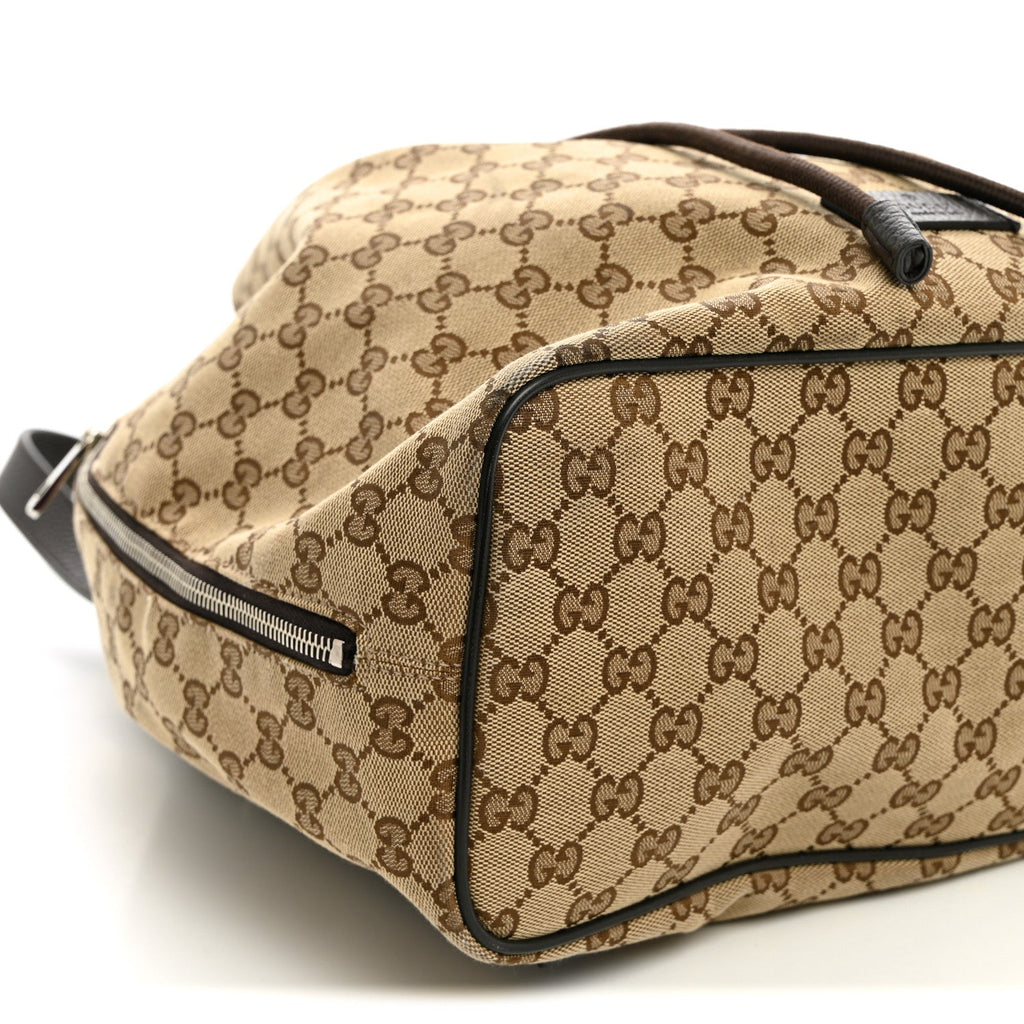 Monogram Dollar Calfskin O Drawstring Backpack Beige Ebony Testa di Moro Dark Chocolate