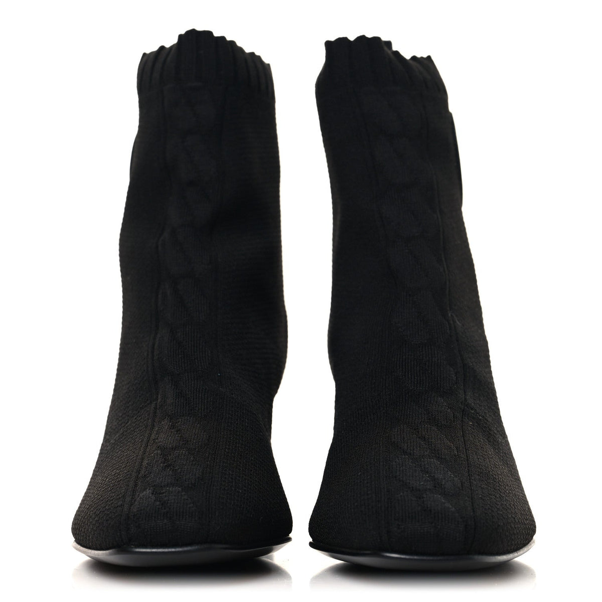 Knit Calfskin Jenna 60 Ankle Boots 36 Black