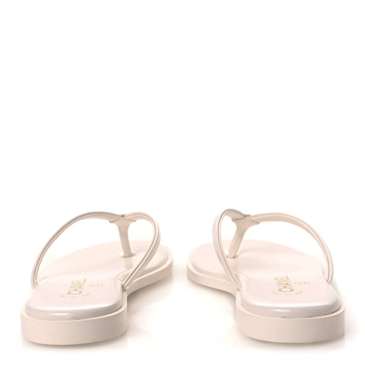 Goatskin CC Times Square Thong Sandals 38.5 Beige