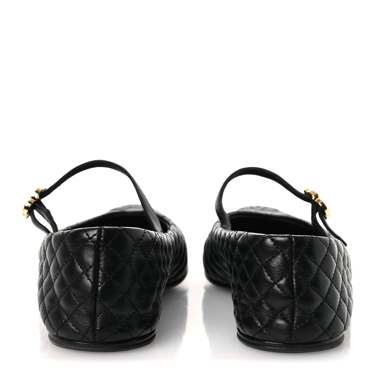 Lambskin Quilted Mary Jane Flats 38.5 Black