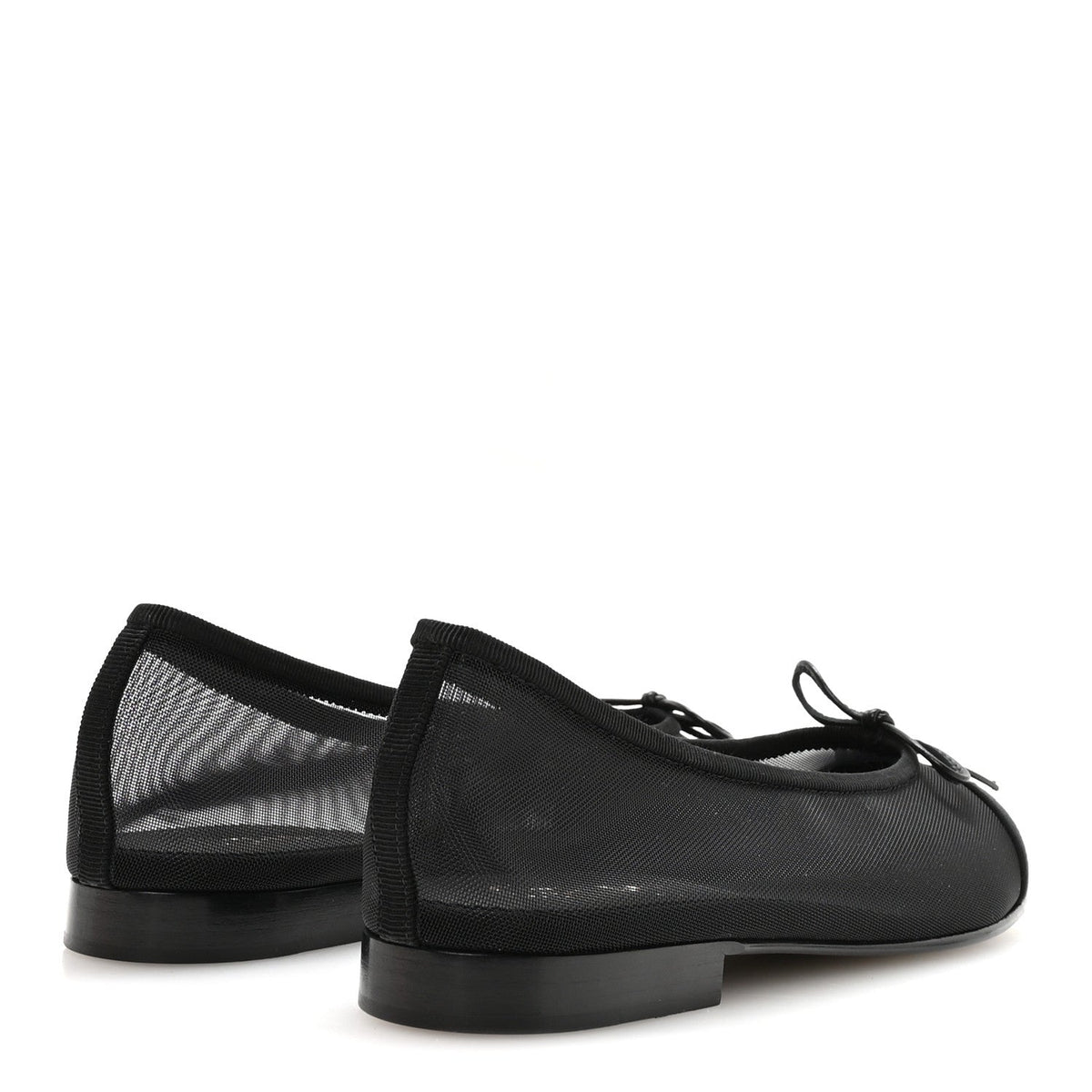 Mesh Grosgrain CC Cap Toe Ballerina Flats 37 Black
