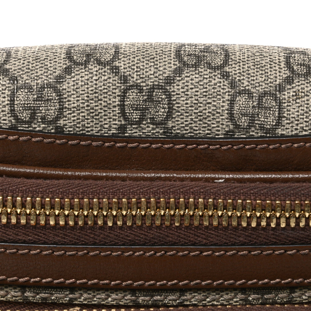 GG Supreme Monogram Textured Calfskin Retro Interlocking G Belt Bag Beige Ebony Brown Sugar