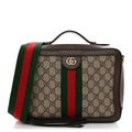 GG Supreme Monogram Web Small Ophidia Top Handle Shoulder Bag Brown