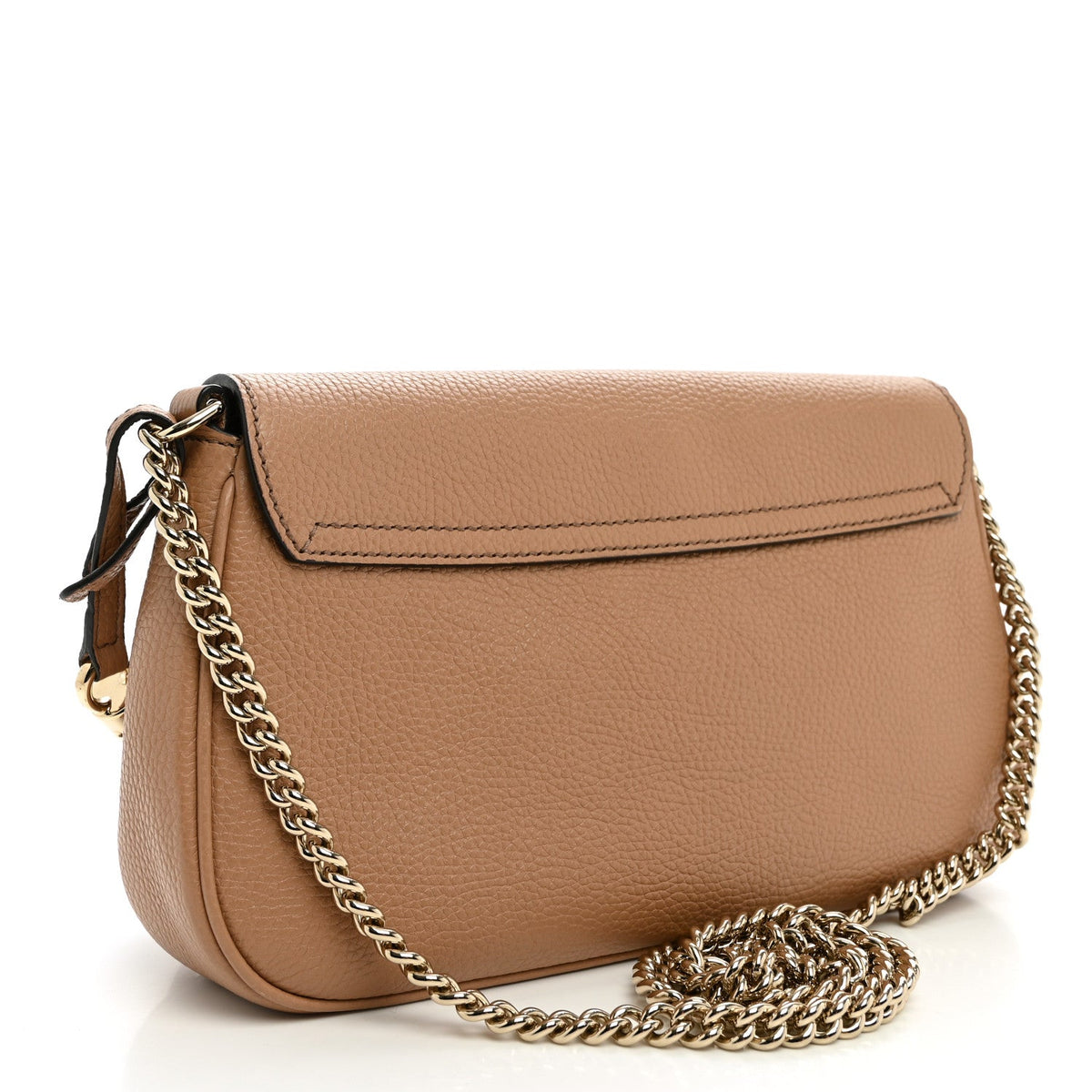 Pebbled Calfskin Medium Soho Flap Crossbody Camelia