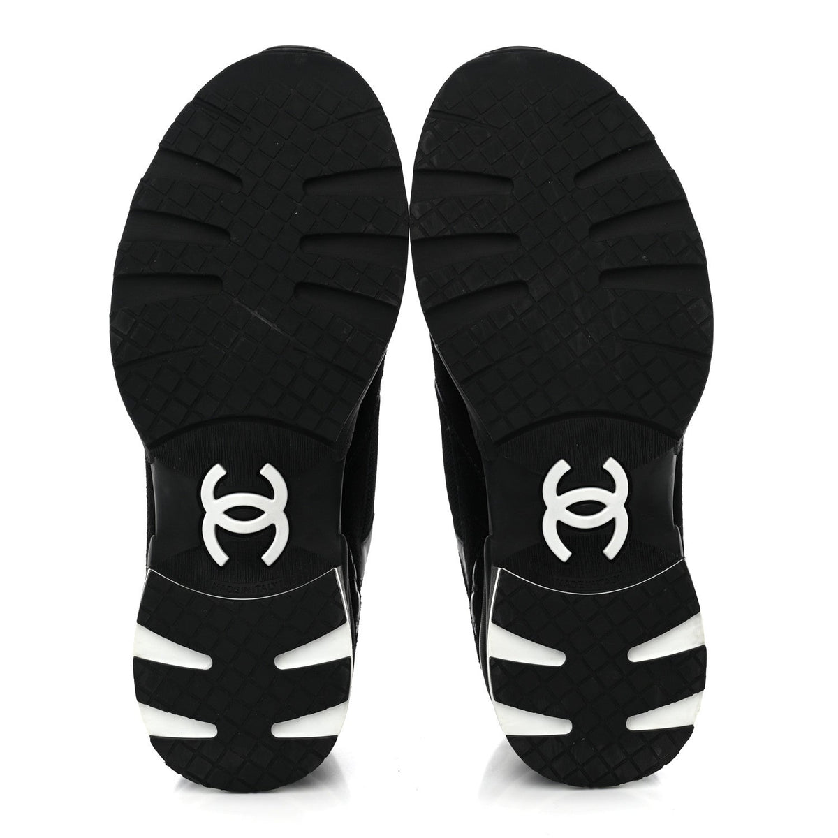 Mixed Fibers Suede Shiny Calfskin Womens CC Sneakers 38 Black