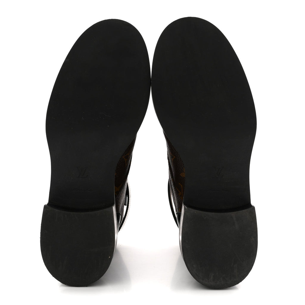 Calfskin Monogram Wonderland Flat Ranger Boots 39 Black